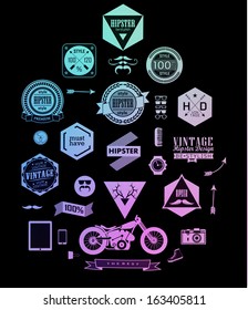 Hipster  style  elements, icons and labels can be used for  retro vintage  website, info-graphics, banner