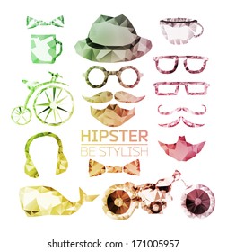Hipster style elements, icons and labels can be used for retro vintage website, info-graphics, banner