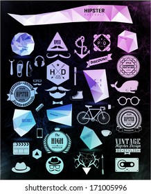 Hipster style elements, icons and labels can be used for retro vintage website, info-graphics, banner
