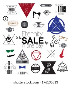 Hipster style elements, icons and labels