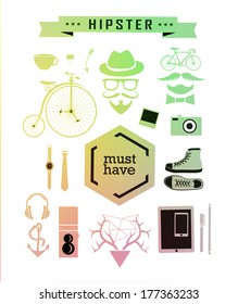 Hipster style elements, icons and labels can be used for retro vintage website, info-graphics, banner