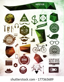 Hipster style elements, icons and labels can be used for retro vintage website, info-graphics, banner 