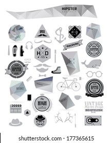 Hipster style elements, icons and labels can be used for retro vintage website, info-graphics, banner