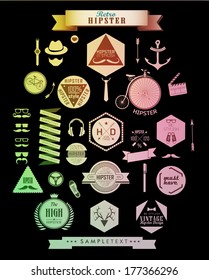 Hipster style elements, icons and labels can be used for retro vintage website, info-graphics, banner