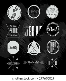 Hipster style elements, icons and labels chalk style