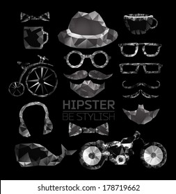 Hipster style elements, icons and labels can be used for retro vintage website, info-graphics, banner