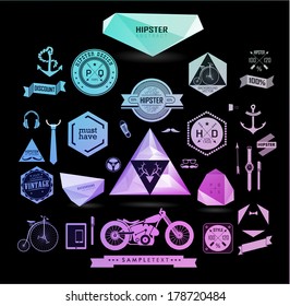 Hipster style elements, icons and labels can be used for retro vintage website, info-graphics, banner