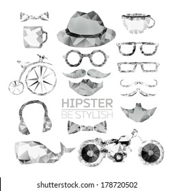 Hipster style elements, icons and labels can be used for retro vintage website, info-graphics, banner