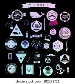 Hipster style elements, icons and labels can be used for retro vintage website, info-graphics, banner