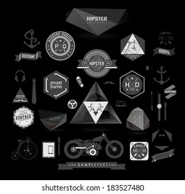 Hipster style elements, icons and labels can be used for retro vintage website, info-graphics, banner