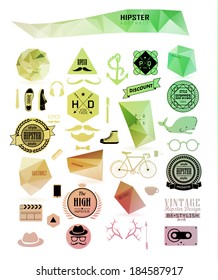 Hipster style elements, icons and labels can be used for retro vintage website, info-graphics, banner