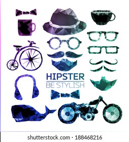 Hipster style elements, icons and labels can be used for retro vintage website, info-graphics, banner