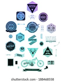 Hipster style elements, icons and labels can be used for retro vintage website, info-graphics, banner
