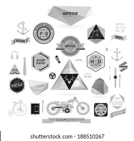 Hipster style elements, icons and labels can be used for retro vintage website, info-graphics, banner