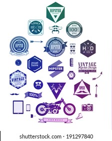 Hipster style elements, icons and labels can be used for retro vintage website, info-graphics, banner