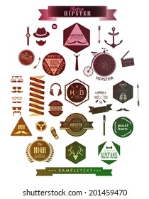Hipster style elements, icons and labels can be used for retro vintage website, info-graphics, banner