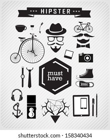 Hipster style elements, icons, object and labels can be used for  retro vintage  website, info-graphics, banner