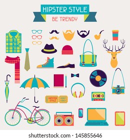 Hipster-Stilelemente und Symbole für Retro-Design.