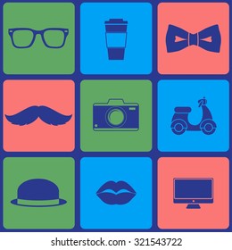Hipster style elements and icons set