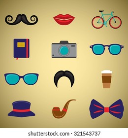 Hipster style elements and icons set