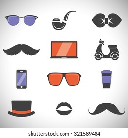 Hipster style elements and icons set