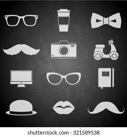Hipster style elements and icons set