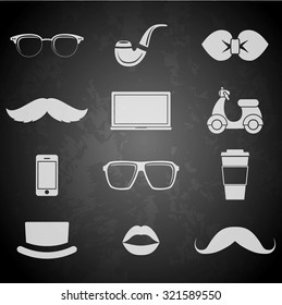 Hipster style elements and icons set