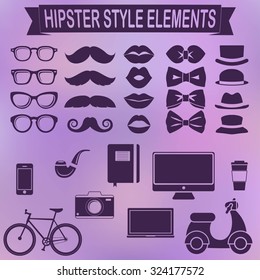 Hipster style elements and icons set
