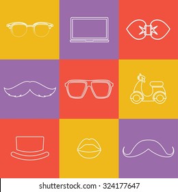 Hipster style elements and icons set