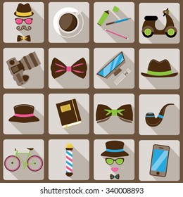 Hipster style elements and icons set
