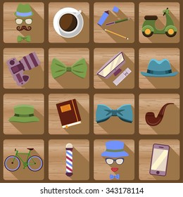 Hipster style elements and icons set