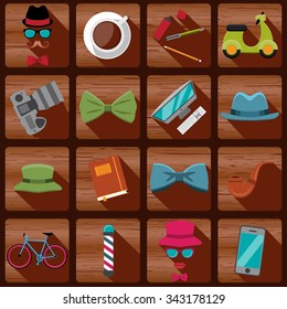 Hipster style elements and icons set