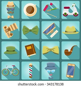 Hipster style elements and icons set