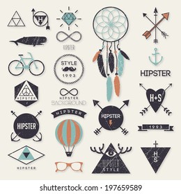 Hipster style elements and labels