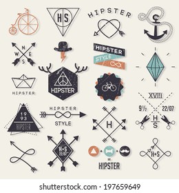 Hipster style elements and labels