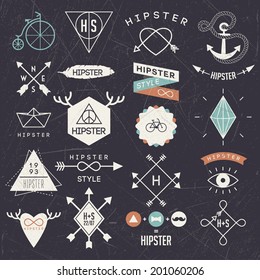 Hipster style elements and labels 