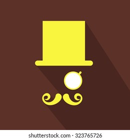 Hipster style flat icon with long shadow.