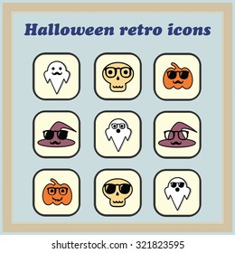 hipster style flat icons halloween special edition for web design, mobile applications, decoration. set of vector icons