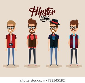 hipster style group of avatars