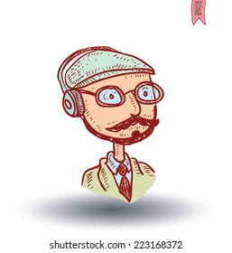hipster style, hand drawn illustration. 