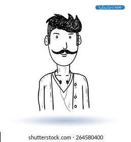 hipster style, hand drawn illustration. 