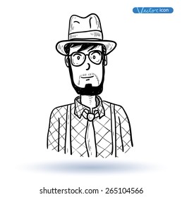hipster style, hand drawn illustration. 