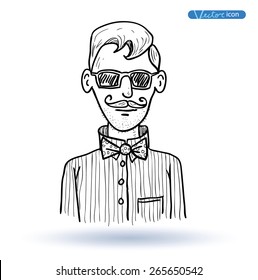 hipster style, hand drawn illustration. 