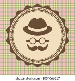 Hipster style. Hat, glasses, wool on a light background. Fathers Day. Vector illustration