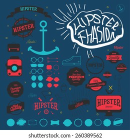 Hipster style icon and labels set