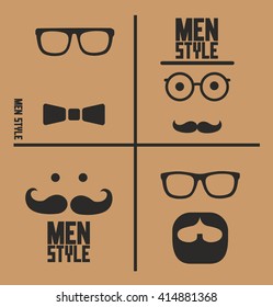 Hipster style icon set. Men style. Fathers day.
