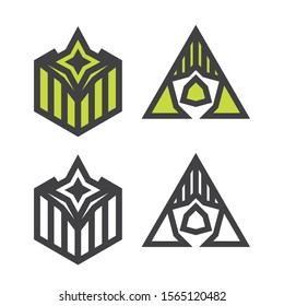 Hipster style icons, labels for logo design. Abstract geometric pattern shapes template, possible deconstruction.