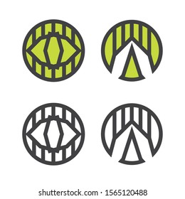 Hipster style icons, labels for logo design. Abstract geometric pattern shapes template, possible deconstruction.