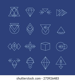 Hipster style icons, labels for logo design. Abstract geometric pattern shapes template