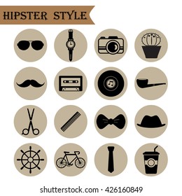 Hipster style icons set.Vector illustration